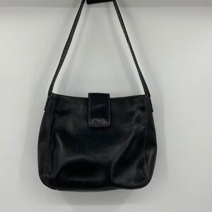 Fossil all leather shoulder bag dark brown/blk